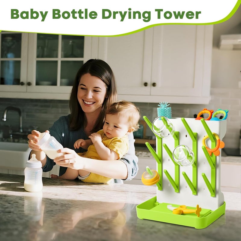 MeCids Baby Bottle Drying Rack, Vertical Standing Bottle Dryer Rack Holder, Space Saving Baby Bottle Drying Rack for Countertop - Holds Up to 12 Baby Bottles - Image 3